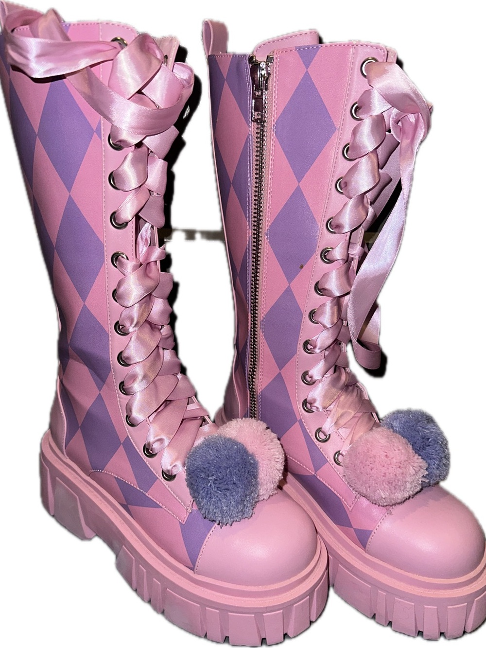 Sugar Thrillz Clown Antics Boots Pink